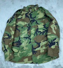 Vintage Military Field Jacket Mens Medium Short Woodland Camouflage Cold Weather picture