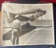 Vintage Original Black And White Photo Of United Airlines Modesto Mainliner picture