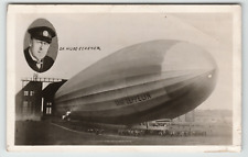 Postcard RPPC Graf Zeppelin with Dr. Hugo Eckener Inset picture
