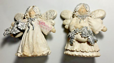 Vintage Angel Figurine Lot of 2 - White-Silver Christian Religious Angels 4 in picture