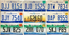 Lot of 9 Michigan license plates - color variety picture