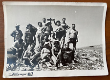 Beautiful guys in swim trunks with bare torso and girls, Vintage photo picture