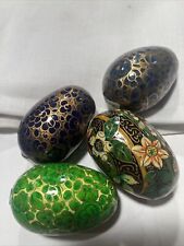 4 Vintage Bright Flowers Floral Wood Egg Handmade In India picture