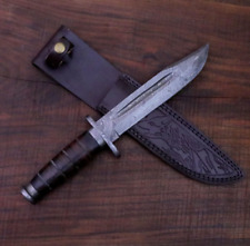 CUSTOM HANDMADE DAMASCUS STEEL BOWIE VINTAGE FIXED BLADE COLLECTIBLE KNIFE picture