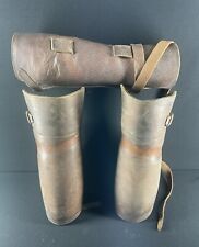 Vintage WWI US Army Military Items - Cavalry Brown Leather Leggings Gaiters picture