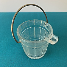 Vintage 1950s Clear Glass Ashtray Water Bucket with Handle and Cigarette Holder picture