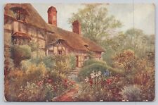 England Stratford-on-Avon Anne Hatheway Cottage Salom Series Watercolor Postcard picture
