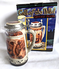 NEW VTG 1997 CALL OF THE WILD GRIZZLY BEAR STEIN EMBOSSED JUDI RIDEOUT MINT picture