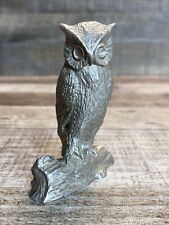 Vintage 1977 Rawcliffe Solid Pewter 3” Tall Owl Figurine picture