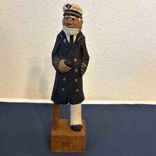 Vintage Wooden Handcarved Peg Leg Sea Captain Sailor Nautical Statue Decor ~ 12” picture