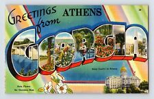 Postcard Georgia Athens GA Large Letter Linen 1940s Unposted Linen picture