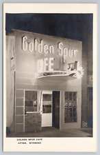 Golden Spur Cafe Afton Wyoming Neon Front Door c1950 Real Photo RPPC - Unposted picture