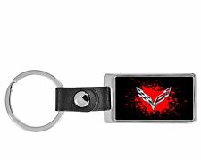 Corvette Car Chrome Leather key ring  Key Chain Fob Street Muscle Cars picture