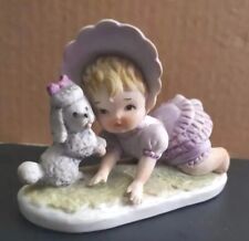 VTG Lefton Pink/Lilac Baby Girl W/Cute Poodle Figurine  picture