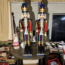 Wooden Nutcracker King with Staff and Sword, 42 inches Tall  YOU GET BOTH. Read picture
