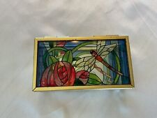 Vtg Stained Glass Trinket Box Dragonfly picture