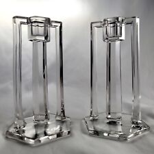 Vintage WESTMORELAND Mission Glass Candlestick Holders Art Deco 6.5