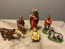 Columbia Statuary Chalkware Plaster Vintage Nativity Set CS 7 Pieces picture