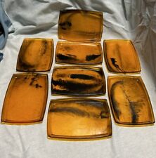 VTG MCM Lucite Faux Tortoise Shell Canape Snack Trays Set of 8 Basket Mod Retro picture