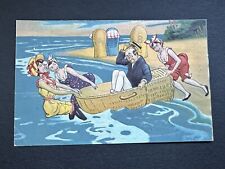 Postcard Humor Women Pulling Man Out To Sea Boat Ocean Beach Comic Embossed R82 picture