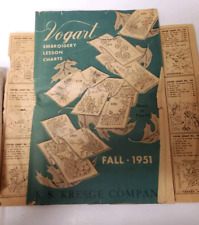 Vintage 1951 Vogart Embroidery Lesson Charts Other Literature And Buffet Scarf  picture