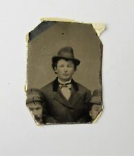 Vintage Tintype Ferrotype Photograph Picture Young Man Hat Posing Portrait  picture
