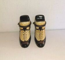 Two Vintage Victorian Style Hinges Shoe Porcelain Trinket Boxes. picture