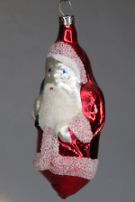 Vintage Blown Glass SANTA w SAC Mica Christmas Ornament West Germany picture