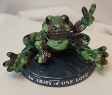 Westland Giftware AN ARMY OF ONE LOVE Green Camo Peace Frogs Ceramic Figurine  picture