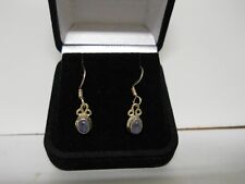 Vintage Amethyst Dangle Dainty Sterling Silver Earrings Gemstone Jewelry #850 picture