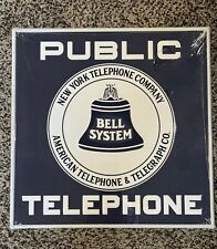 NY Telephone / American Telephone Embossed Public Telephone Metal Sign 15