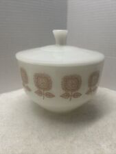 Vintage Federal Milk Glass Sunflower Pattern Glass Bowl With Lid picture