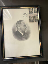 ￼ Original RARE Harry Truman framed Print And  postage stamps picture