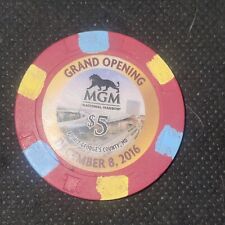 MGM GRAND OPENING  Dec8, 2016 👀. Rare Red $5 Casino Chip . Good Luck🍀 picture