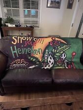 Heineken Beer Flag 3x5 ft Banner Bar Lizard 1999 Show Em’ Your Mardi Gras Crock picture