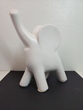 Animals Elephant Figurine White Ceramic Statue 8” Modern Home Decor Baby Room picture
