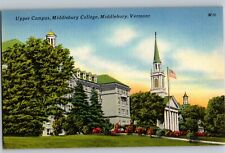 C1930 Linen Postcard Upper Campus Middlebury College Middlebury VT picture