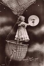 Please Don't Hurt Me Girl Grabbing Nose of Moon Hot Air Balloon 1908 RPPC picture