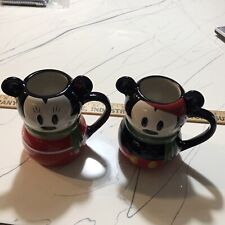 Fabulous Rare NEW Set of Disney's MICKEY & MINNIE MOUSE Christmas / Winter Mugs picture
