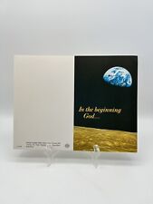 Vintage 83 Apollo 8 Earth View Bulletin Stationay Pages “In The Beginning God…” picture