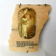 Jesus Wall Hanging Knocking at the Door Rev. 3:20 decoupague on spotted granite  picture