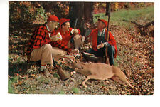 Postcard: Deer Hunters with rifles eating over dead deer, Solon OH (Ohio) picture