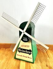 Vintage Heineken Beer Windmill Lighted Promo Ad Pub Bar Sign Spins RARE WHITE picture