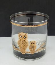 Vintage 22K Gold Culver Owl Pair on Tree Branch Loball Glass picture