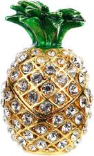 Bling Pineapple Trinket Boxes Hinged Crystal Jeweled Enamel Trinket Jewelry picture