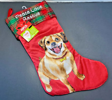 Christmas Stocking Brown Mixed Breed Dog Peace Love Rescue ASPCA NWT picture
