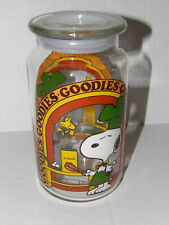 Vintage Snoopy Woodstock Goodies Jar Glass Canister Lid '60s 7.5 Peanuts Schultz picture