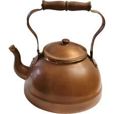 Tagus Copper Brass Tea Pot Kettle Wood Handle Portugal picture