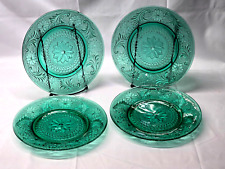 Vintage Tiara SANDWICH SPRUCE GREEN 8⅜” Luncheon Salad Plate  - RARE Set Of 4 picture