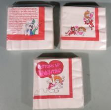 Vintage Lot of 3 Pks. 1975 American Greetings Valentine New Yr Party Napkins USA picture